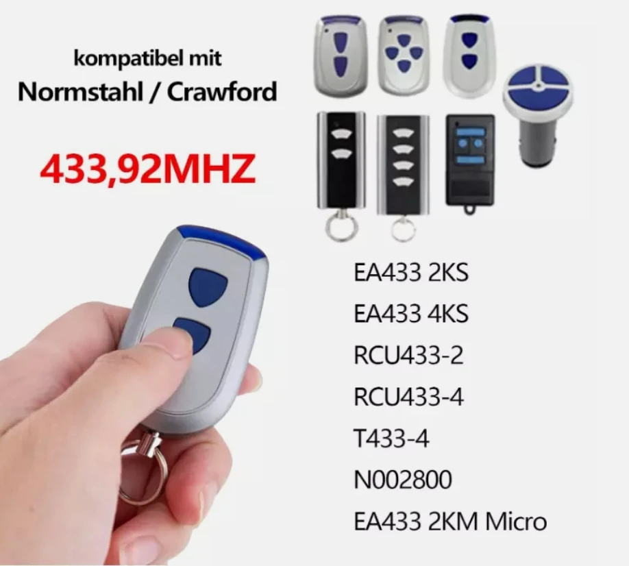 

Normstahl Crawford Standard Steel EA433 2KS 4KS RCU N002800 T433-4 2 км микро пульт дистанционного управления для гаражных ворот 433,92 МГц подвижный код