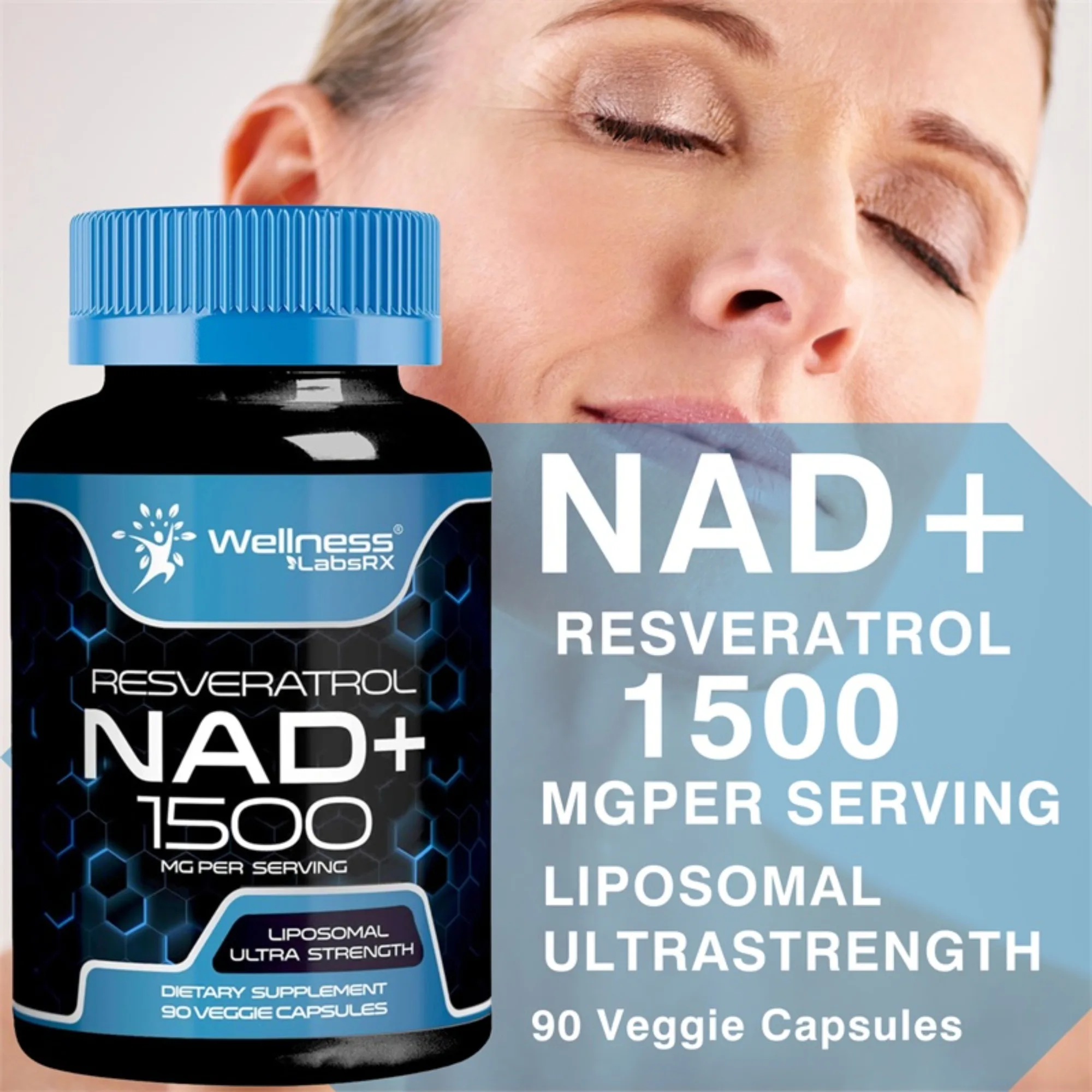 Resveratrol NAD+ Supplement - Cell Energy, Cognition, Healthy Aging & Detox Support for Men & Women