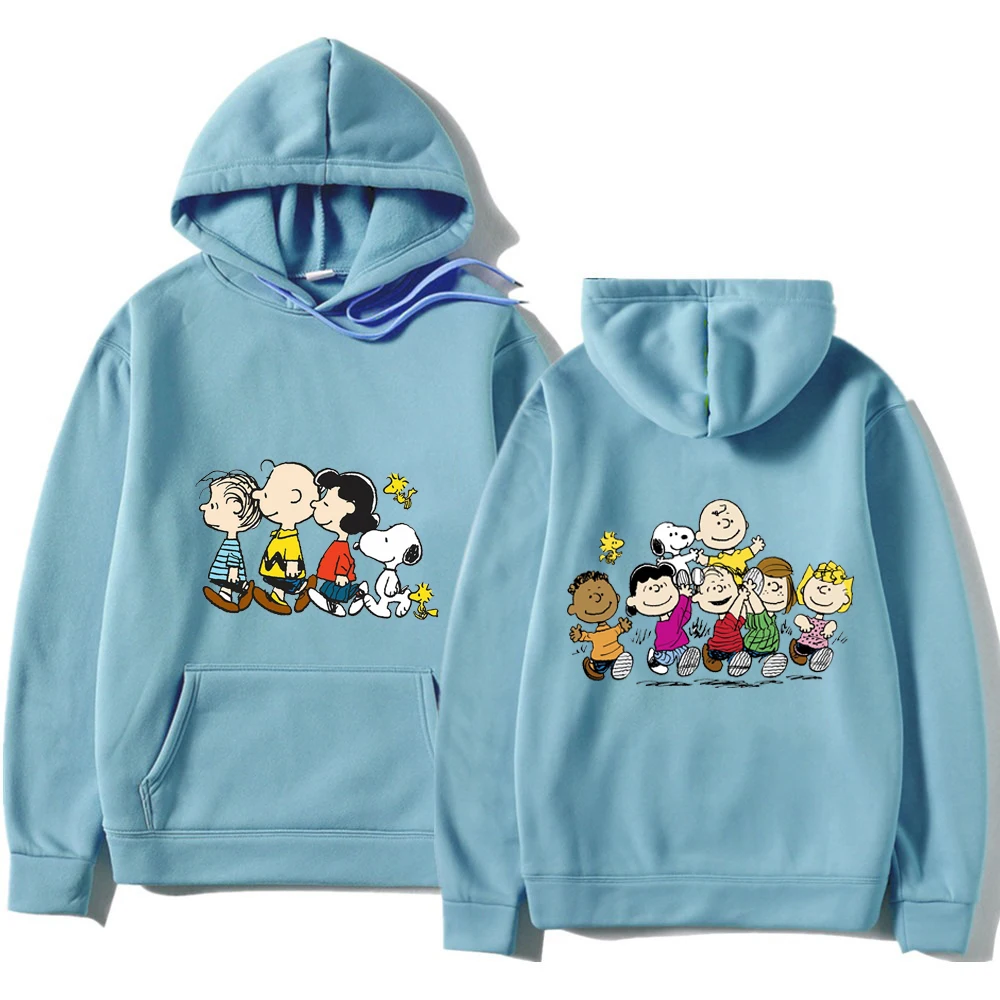 Spring and Autumn Men's Cartoon Too Cool Group Snoopy Hoodie Women's Casual Sports Hoodie Couple Street Fashion Clothing