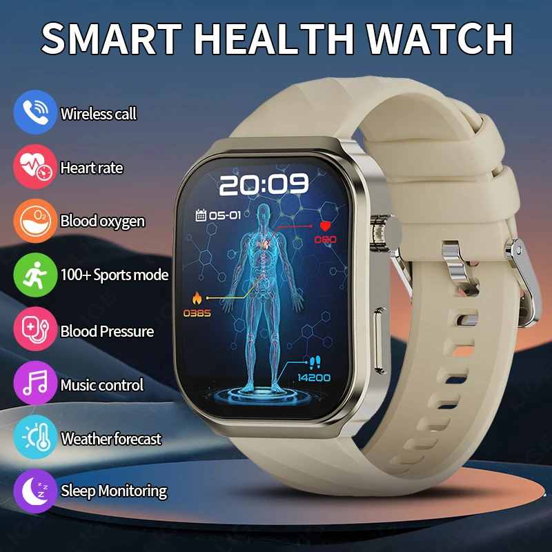 

LIGE AI Medical Diagnosis Health Smartwatch ECG+PPG Blood Lipids Uric Acid Smart Watch Men Waterproof Watch Women Bluetooth Call