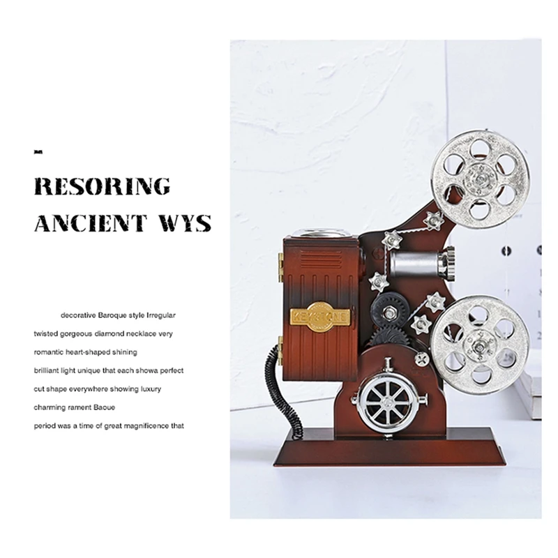 1Piece Retro Old Movie Projector French Horn Music Box Twirling Music Box Gift Music Box Model Home Decoration