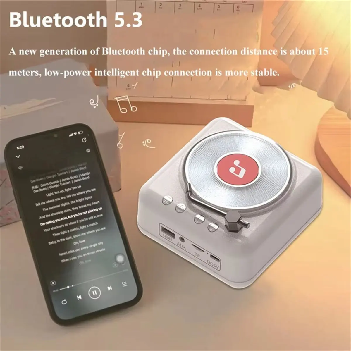 

Виниловая пластинка в стиле ретро, Bluetooth-динамик, мини-винтажная музыкальная шкатулка с объемным звуком, беспроводная громкая связь, MP3-плеер, CD-плеер