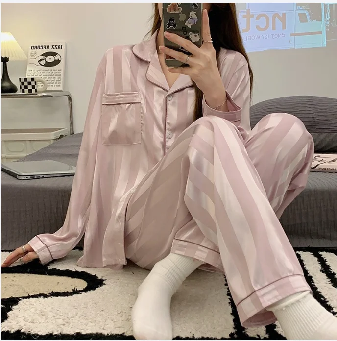 

Повседневный женский комплект из двух предметов с розовым принтом, элегантные рубашки с длинными рукавами и пуговицами с лацканами и брюки полной длины с высокой талией