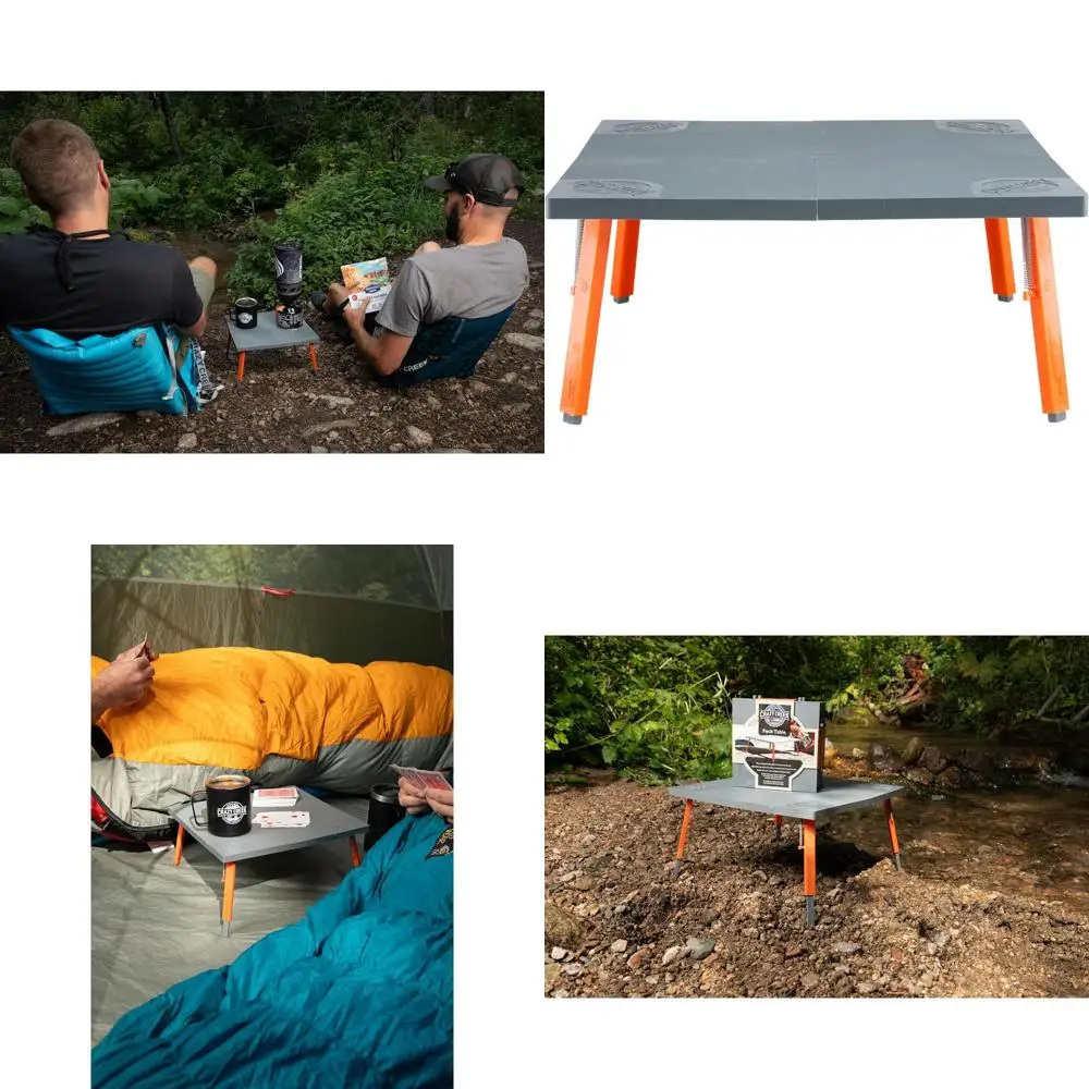 12 x 12 Outdoor Folding Table, Gray and Orange, Compact Design