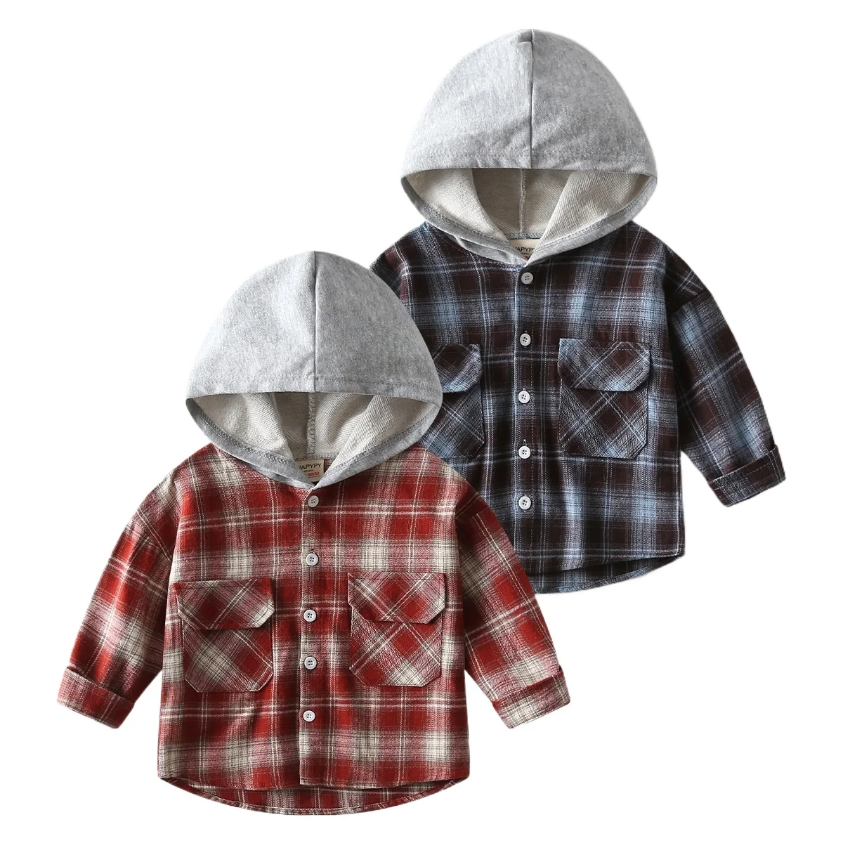 

Толстовки с капюшоном для маленьких мальчиков, клетчатые детские рубашки с длинными рукавами, осенне-зимняя детская одежда