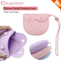 Silicone Dental Denture Case Retainer Storage Box Braces Case Mouth Guard Container Vent Hole Denture Storage Box Oral Hygiene
