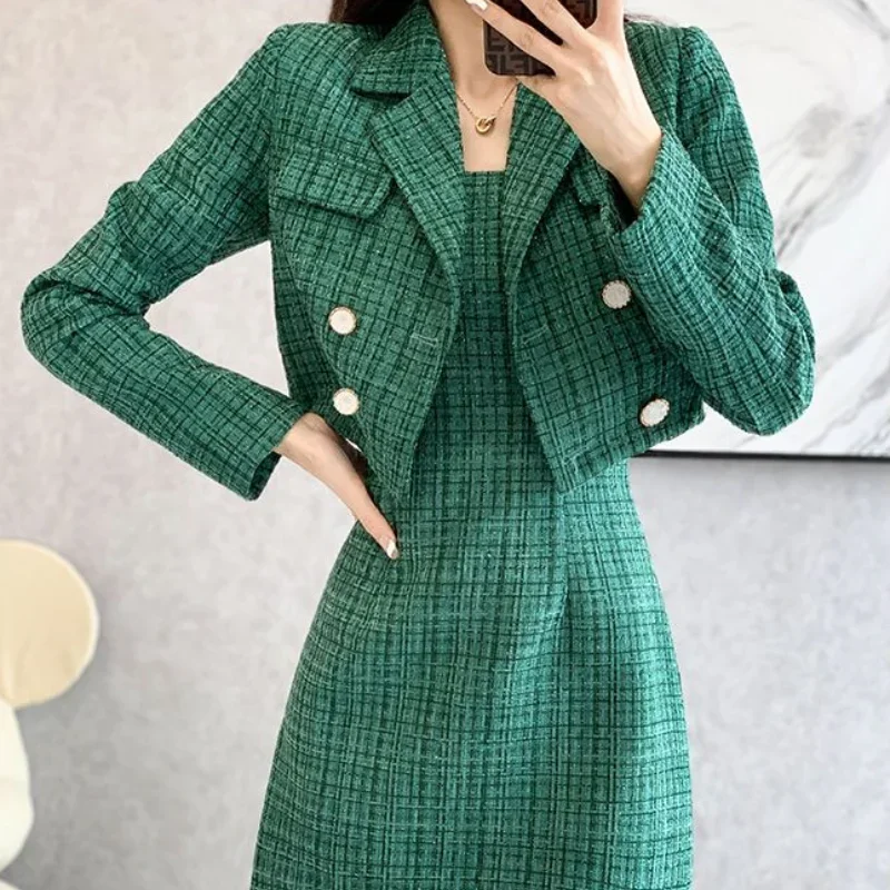 Abiti femminili vintage a maniche lunghe Nuovo set di due pezzi da donna in stile coreano estivo abbinato Set di abbigliamento eleganti