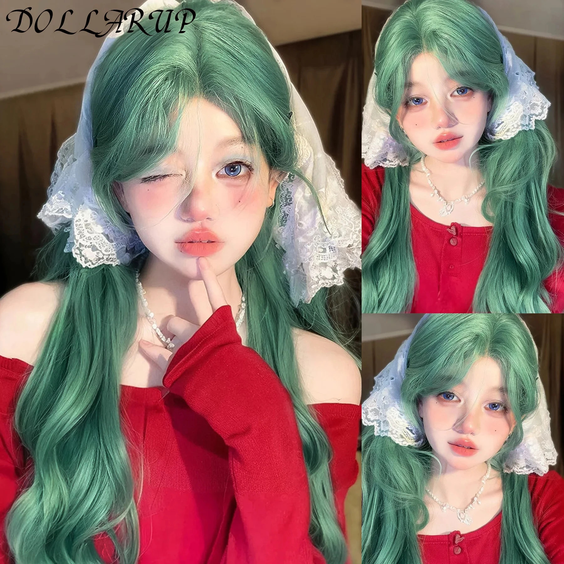 

JKL Парики Челка Длинные вьющиеся волосы Прямая челка Синтетическое волокно Высокотемпературный шелковый механизм Парик Темно-оранжевые парики