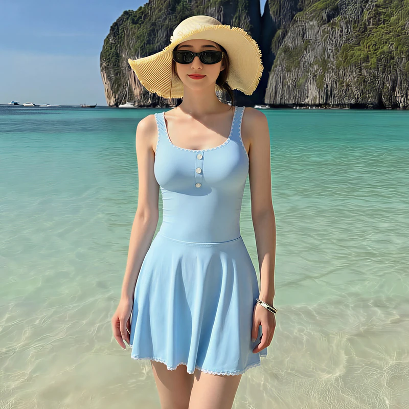 

2026 New Design One-Piece Swimsuit Ele Simple Sle Holiday Onsen Swimwear for Women Qui Dry Function Pure E-commerce S...