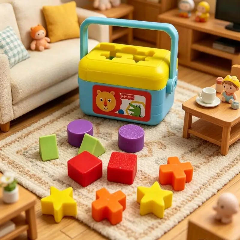 Miniature Shape Sorting Toy Educational Dollhouse Toy Set for Childrens Creativity Development