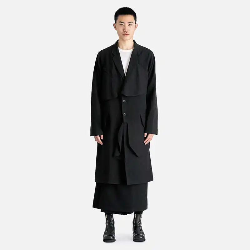 

YOJI OOAK Оригинальный дизайн Круглый дизайн ткани Качели Круглый деконструированный плащ Длинное пальто мужское