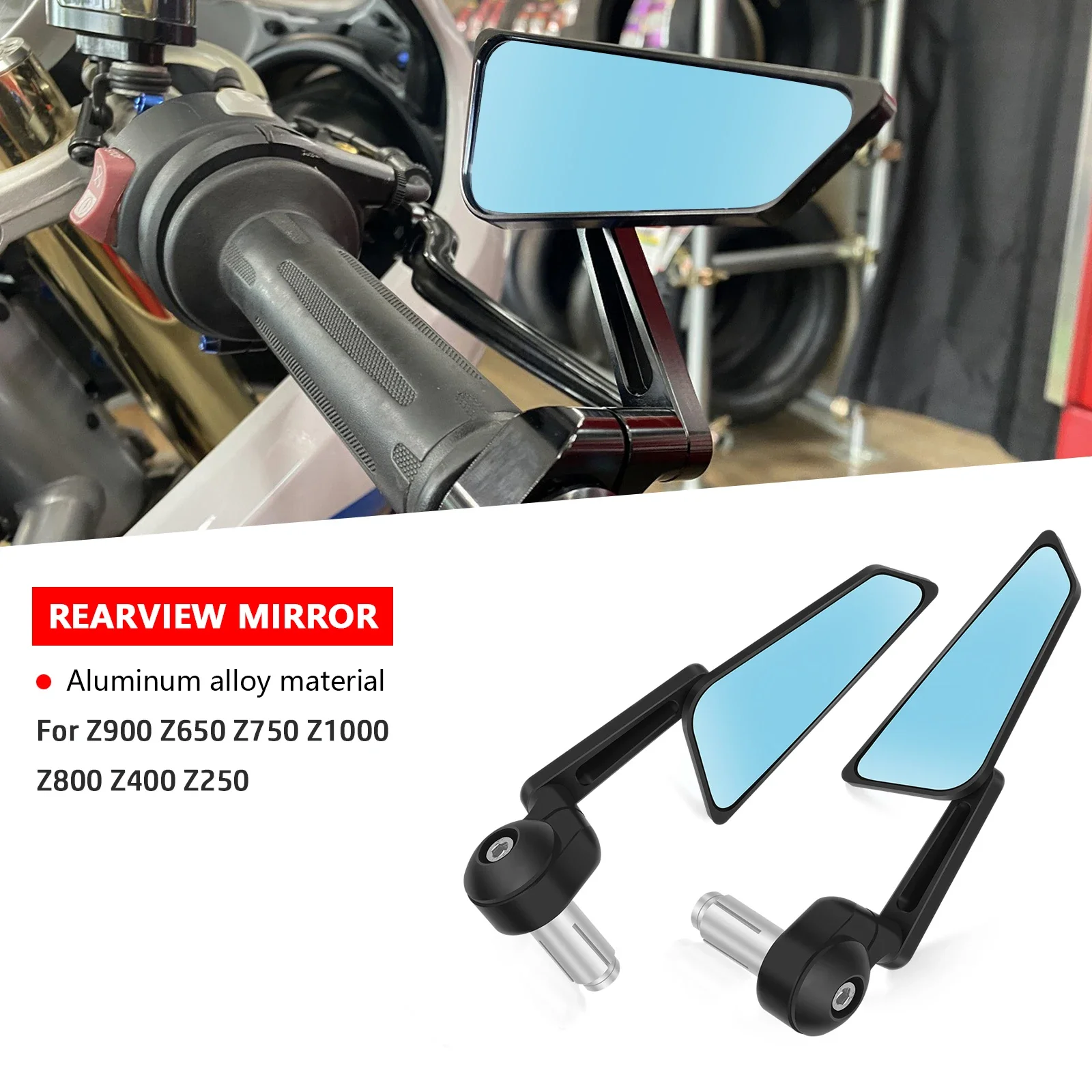 

For Z900 Z650 Z750 Z1000 Z800 Z400 Z250 2024 Universal Motorcycle Rearview Mirror Adjustable Rotating Side Handlebar Mirror
