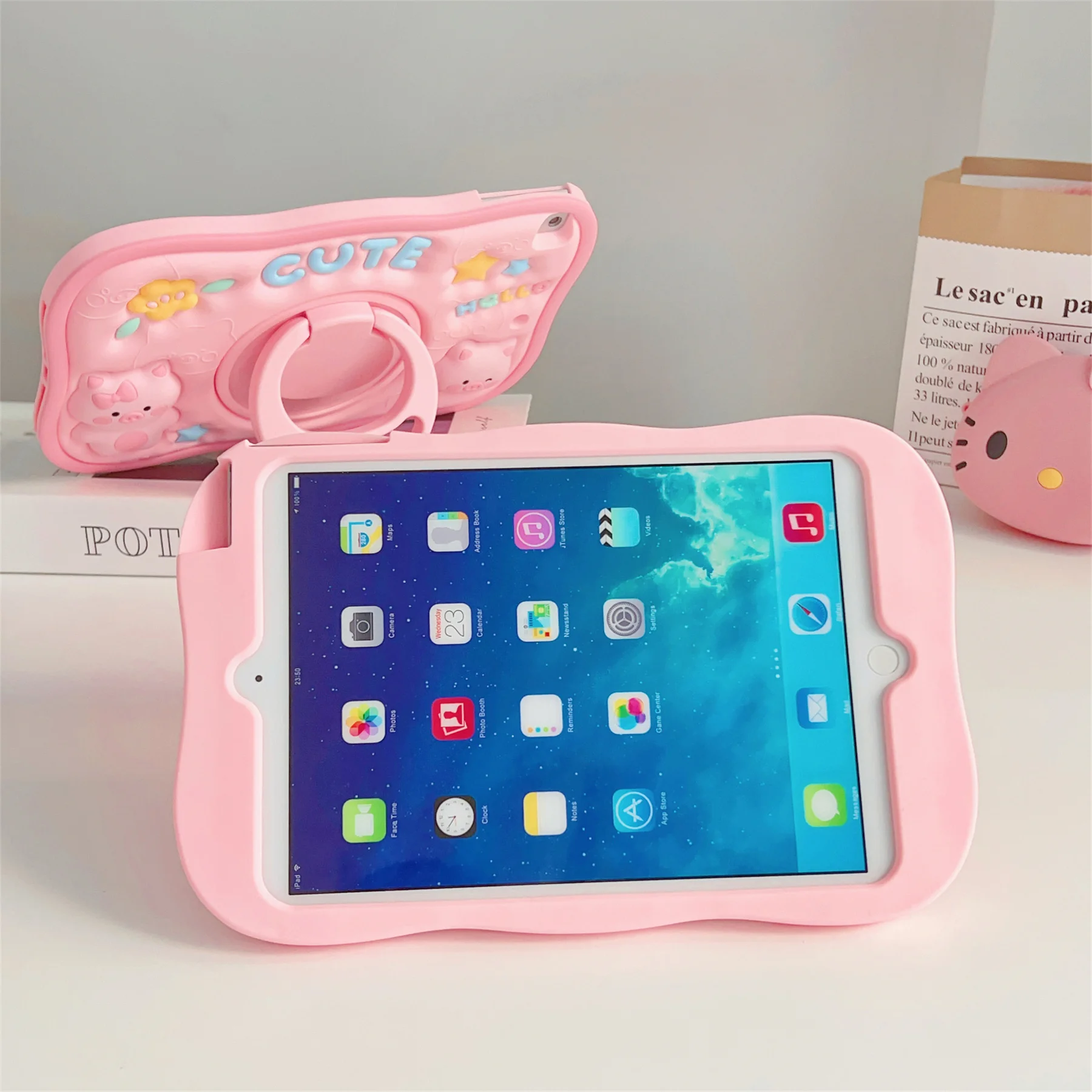 Cute Tablet Case For Ipad 7th Generation Rotating Stand Silicone Kids Cover For Ipad 10th 9th 8th 10.2 Air 5 4 Pro 11 Mini 6 5th