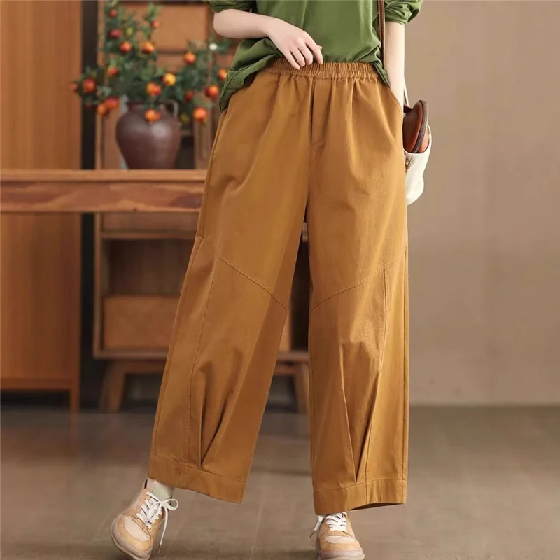 Masss Wasss Luxury Classic Spring Females Pants Vintage Loose Trousers Leisure Elegant Harajuku Cotton Fashion Ladies Pantalons