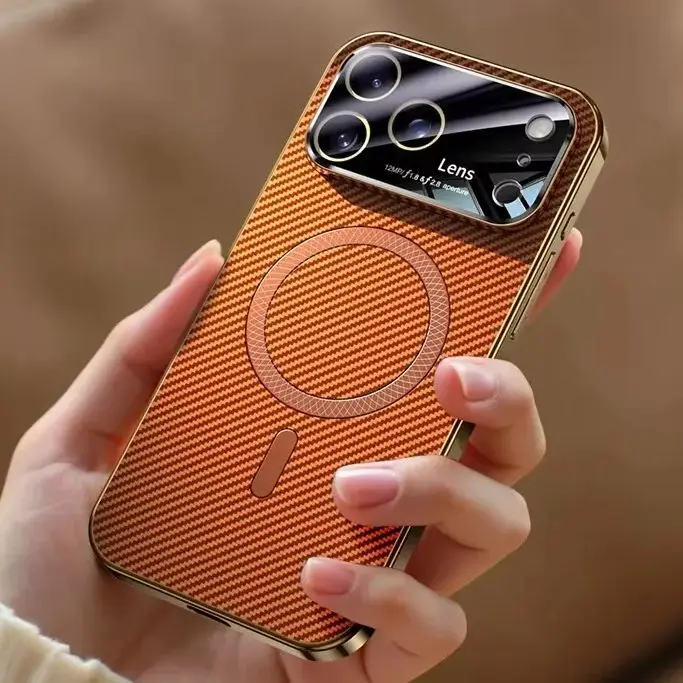 

Men Women Business Carbon Fiber Pattern Magsafe Phoen Case For iPhone 14 15 16 17 Pro Max 16 Pro Wireless Charing Soft TPU Cover