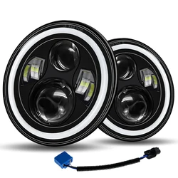7Inch LED Headlights for Jeep Wrangler Off Road suzuki samurai led Spotlights 7 inch Headlamp Angel Eyes DRL Running Lamp H4 H13