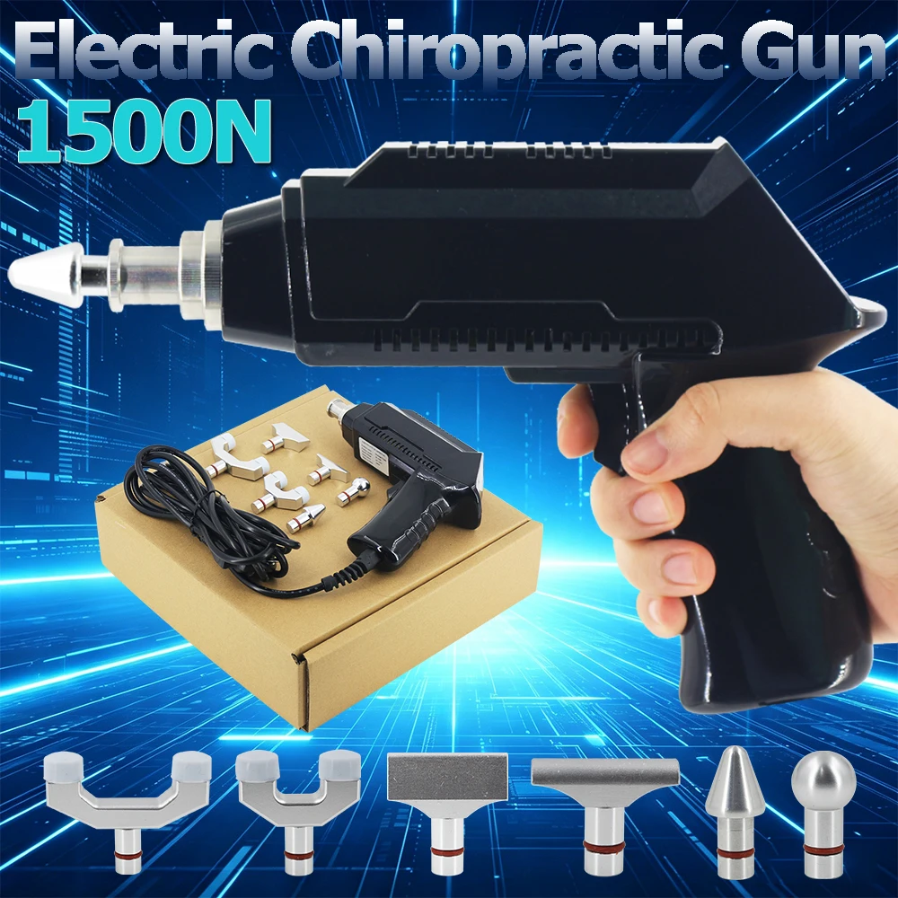 New 1500N Electric Correction Gun Adjustable Spine Massage Impulse Spinal Cervical Massager Portable Chiropractic Adjusting Tool