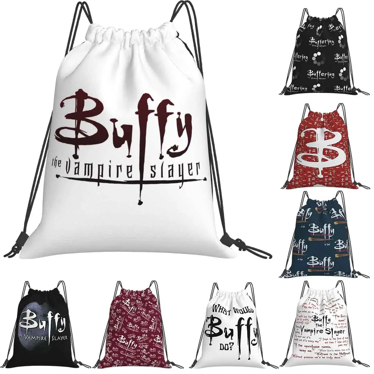 

Buffy The Vampire Slayer Backpacks Fashion Portable Drawstring Bags Drawstring Bundle Pocket Sports Bag BookBag For Man Woman