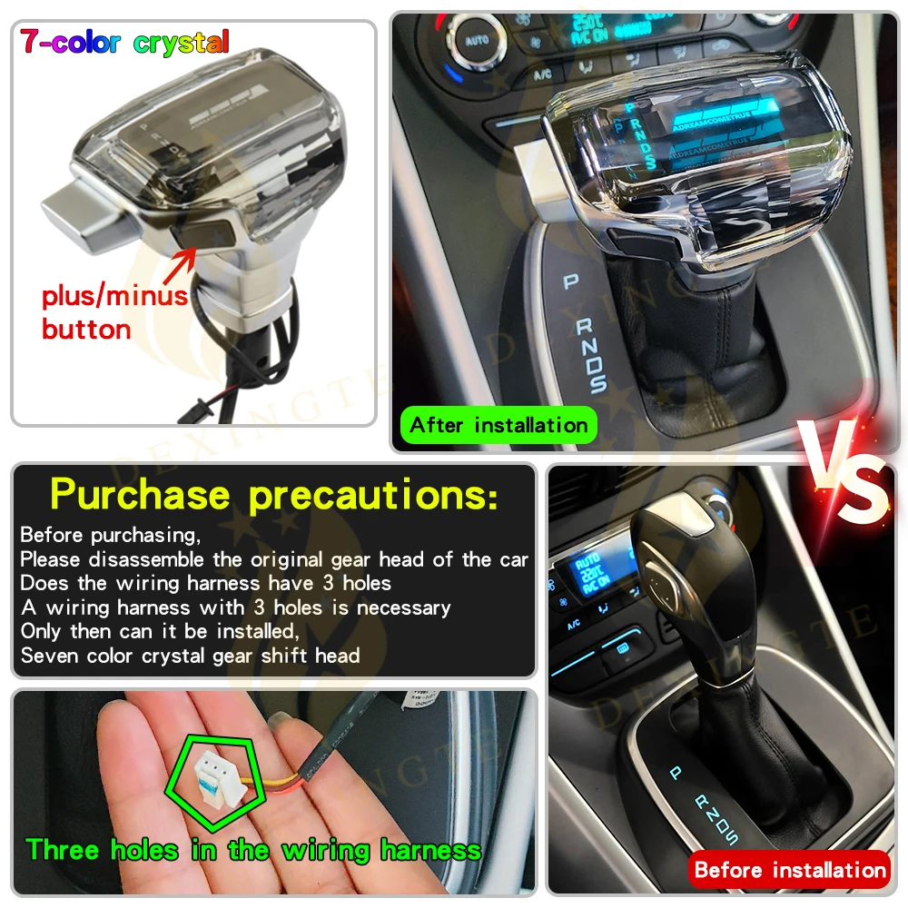 

Upgrade crystal LED lights Gear shift knob for ford shift knob Seven Colors Shift lever Gearbox car Interior refit accessory