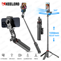 Smart Tracking Deskpot Gimbal Handheld Stabilizer for Cell Phones Record Video/Vlog C22 Selfie Stick Tripod, Optional Fill Light