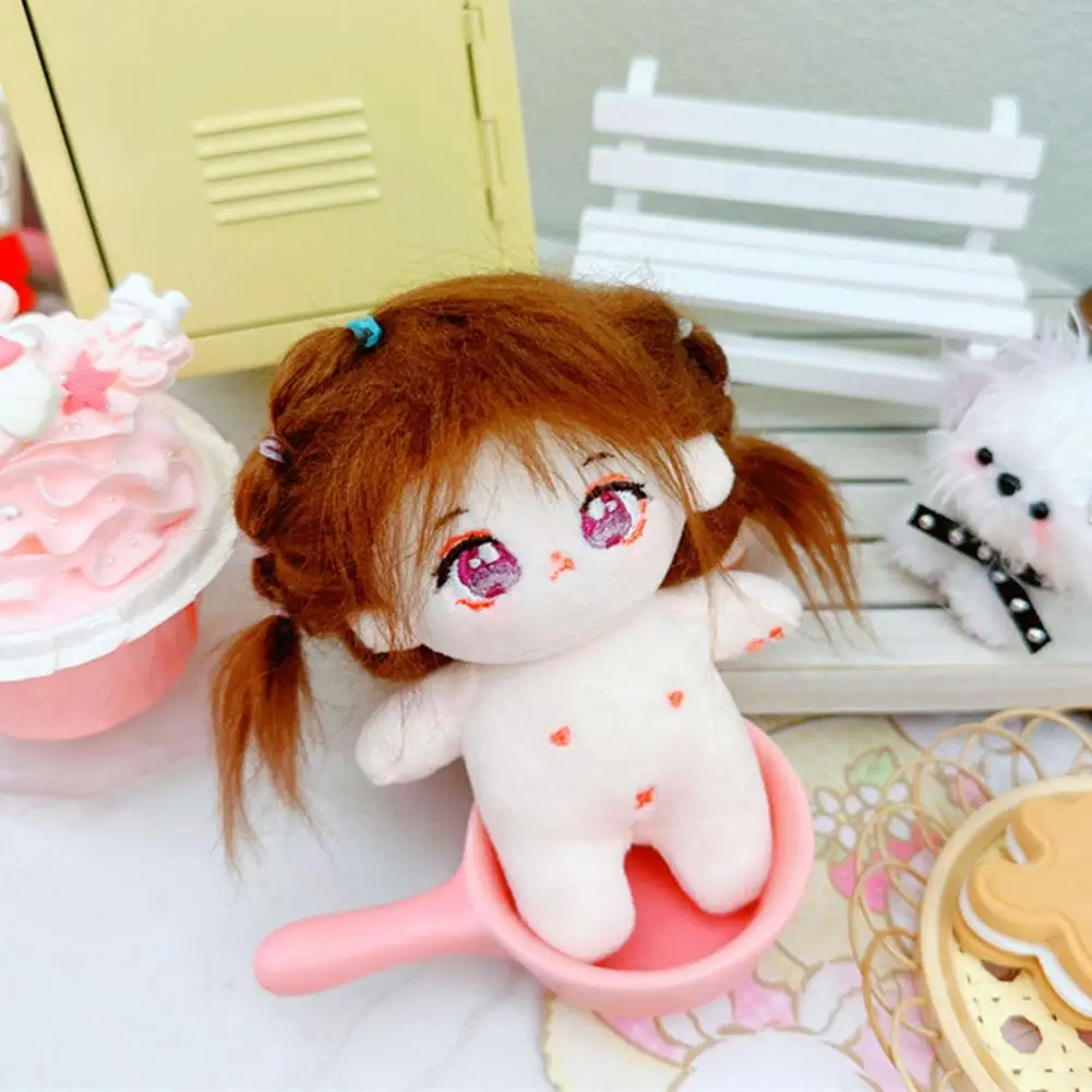 Stuffed Doll Colorful Hair Anime Girl Doll Plush Toy for Kids Pretend Play Game Cute Big Eyes Stuffed Figure with Unfinished