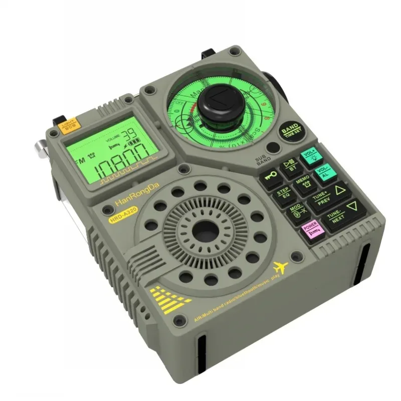 HanRongDa HRD A320 FM MW SW VHF WB Radio multibanda Bluetooth 5,0 altavoz banda de aviación Radio AIR marítima compatible con tarjeta TF AUX
