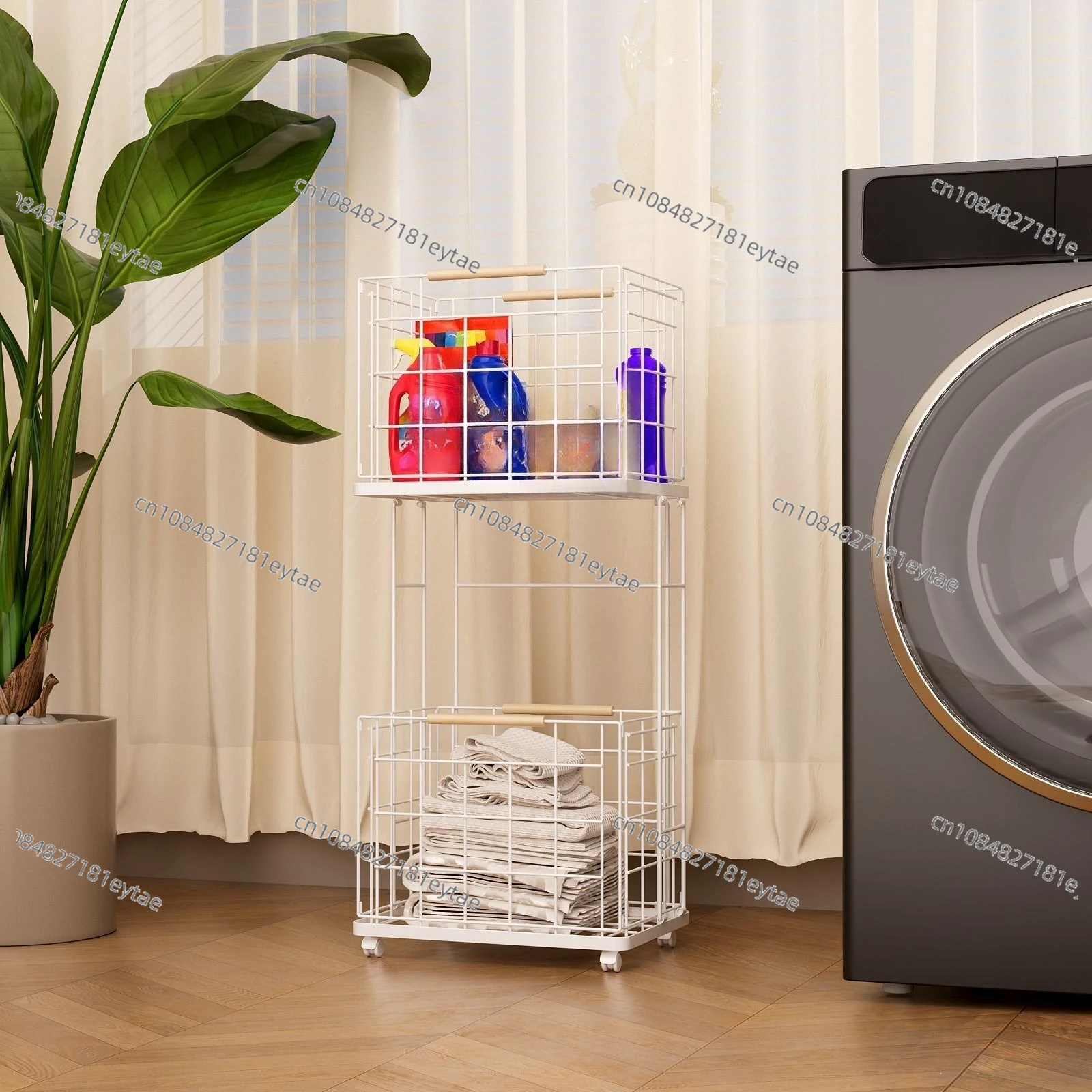 Home removable dirty clothes storage basket double-layer dirty clothes basket bathroom household rack basket