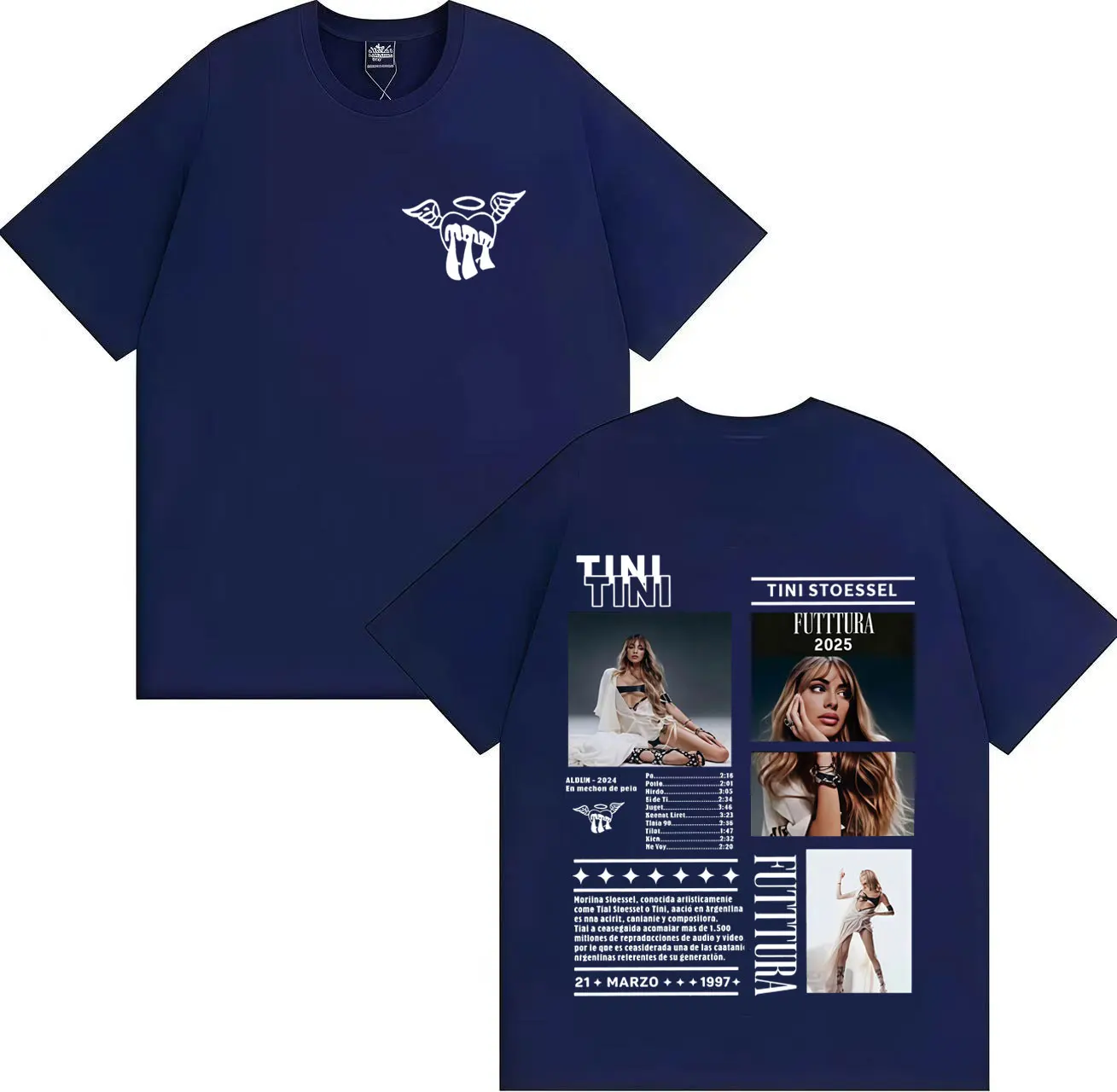 الرجال Tshrits الصيف الساخن المغني TINI Futttura ألبوم جديد المد الموسيقى القوطية القمم للجنسين مزدوجة الوجهين طباعة الجمالية قصيرة الأكمام