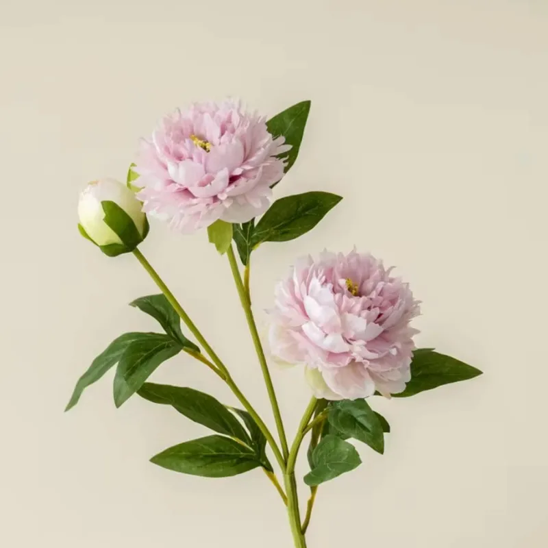 Wunderschöne künstliche Pfingstrosenblumen mit 3 Köpfen, langer Zweig für Zuhause, Hochzeit, Tisch, Weihnachtsdekoration, 75 cm, künstliche Blumen, Raumdekoration – Detail 9