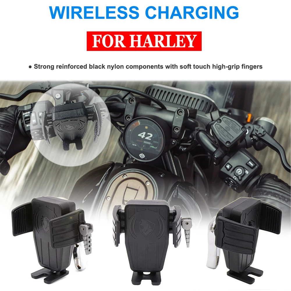 

For Harley-Davidson Deluxe (EFI) - FLSTN Product Motorcycle GPS Mount Bracket 15W Wireless Fast Charging IOS & Android Support