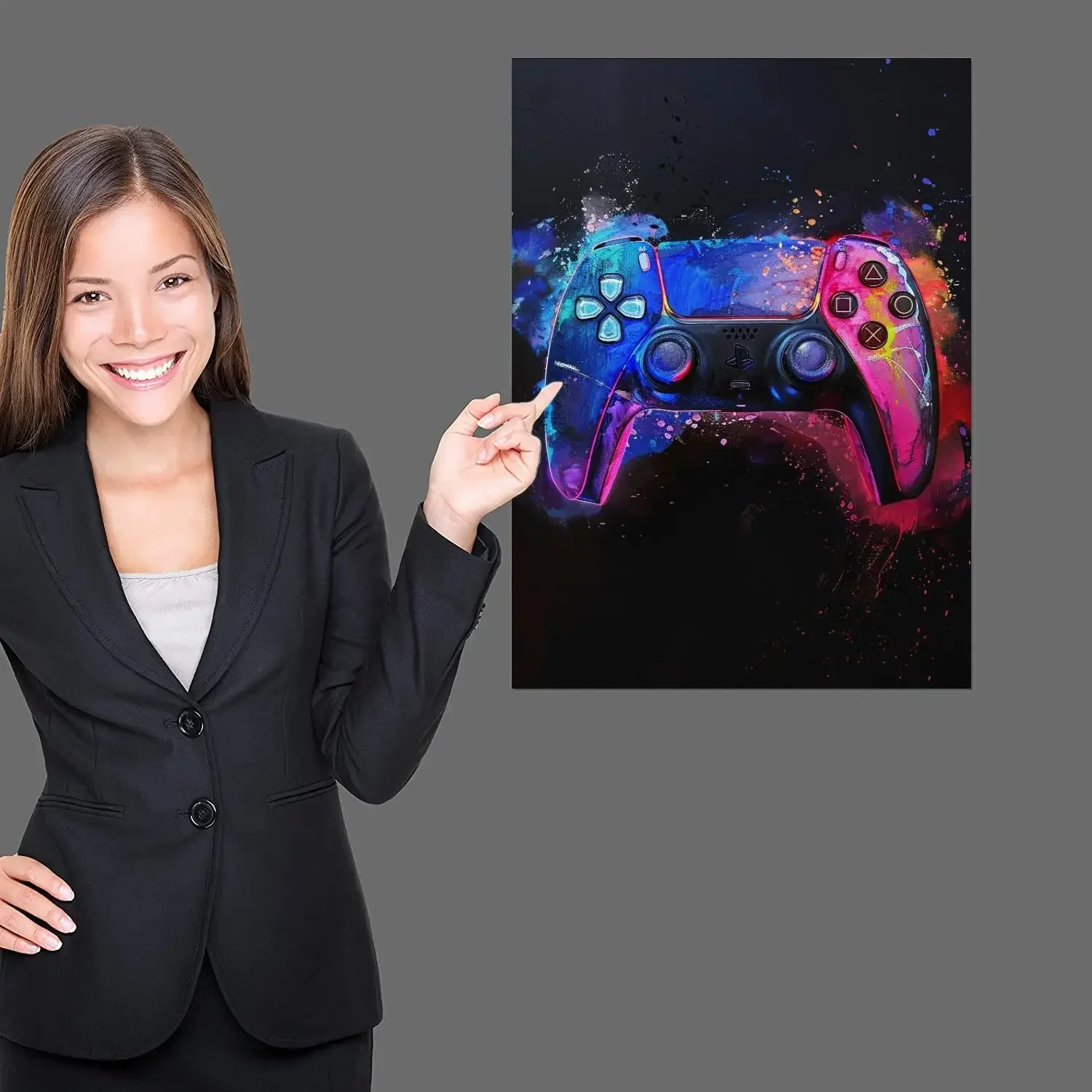 Watercolor Neon Video Game Canvas Posters XBOX Prints GamePad Headset Canvas Painting Gaming Wall Art Boys Gamer Room Home Decor