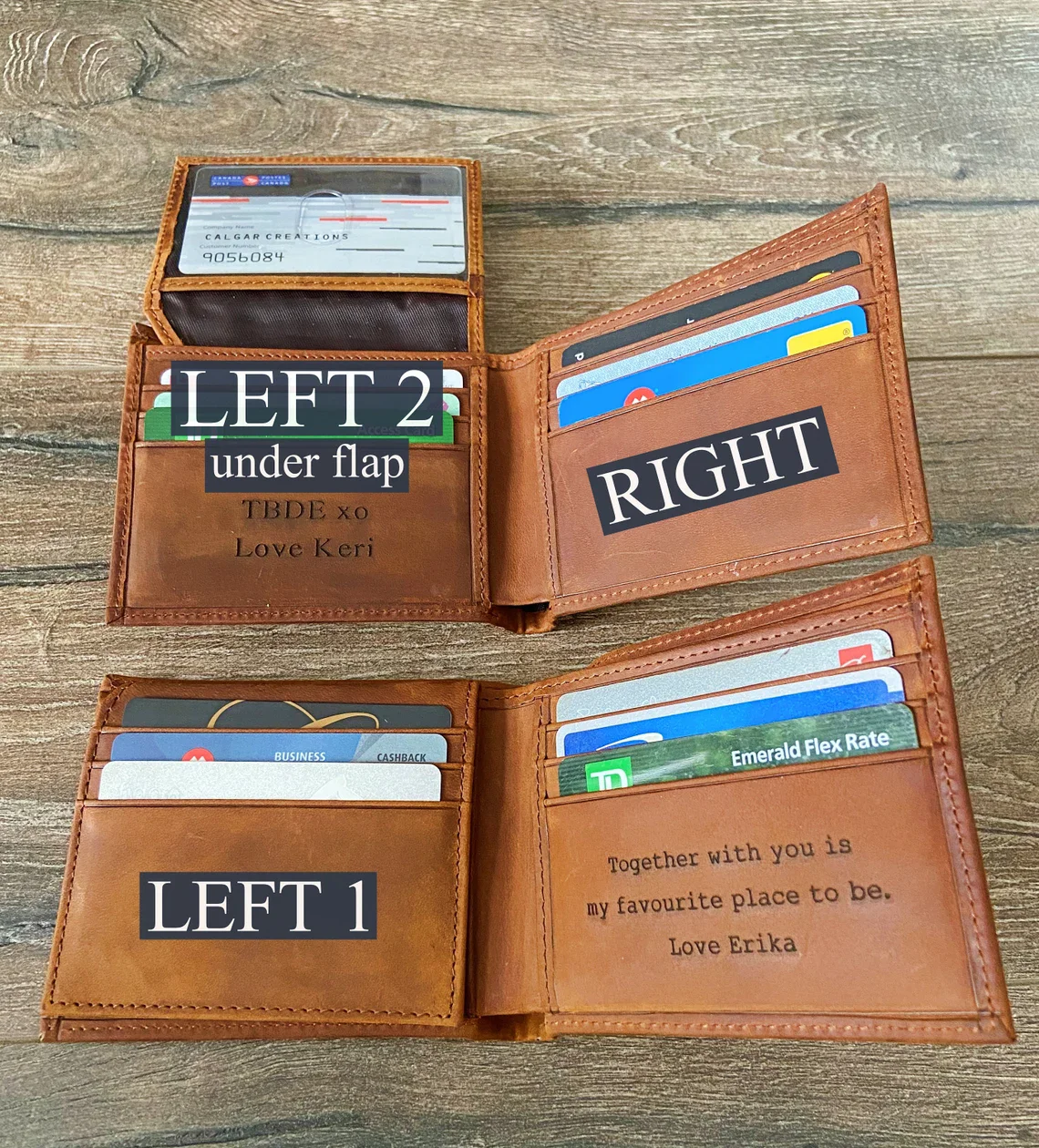 Personalized Leather Mens Wallet, Gift for Anniversary, Graduation, Dad, Boyfriend, Him, Husband, Father, Handwriting Engraved C