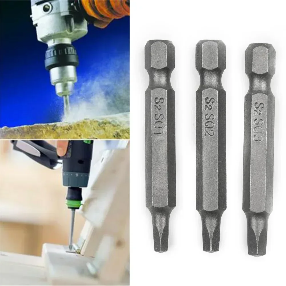 Magnetic 3 Pcs Screwdriver Bit Electric Screw Driver 3x Kits Hex Square Head Bits SQ1/SQ2/SQ3 For Cordless Drills