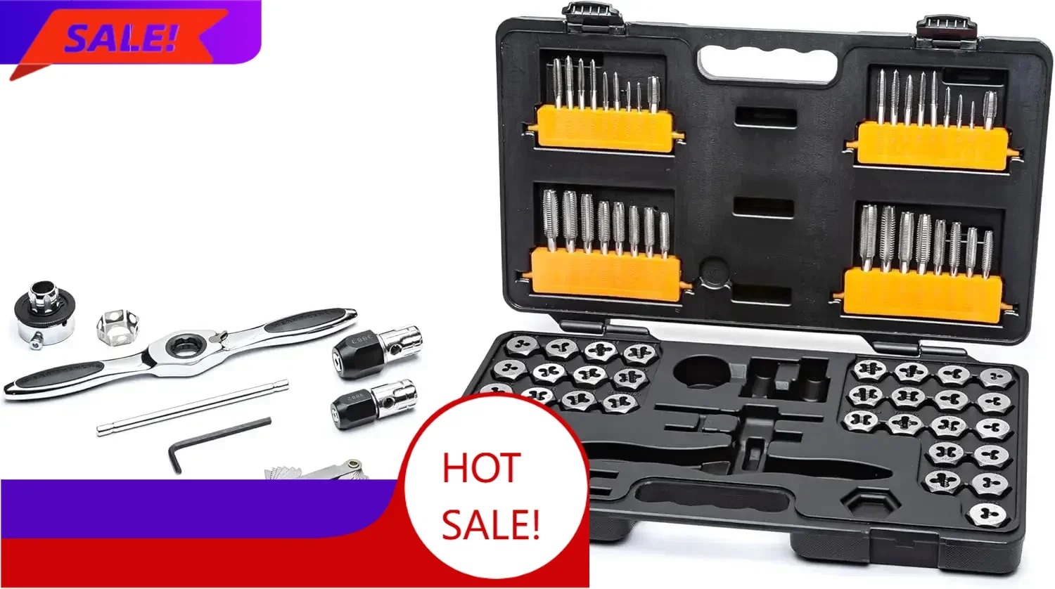 

Бестселлер [Ограниченное предложение, распродажа!] Набор для нарезания резьбы (77 предметов) SAE/метрический с трещоткой -3887