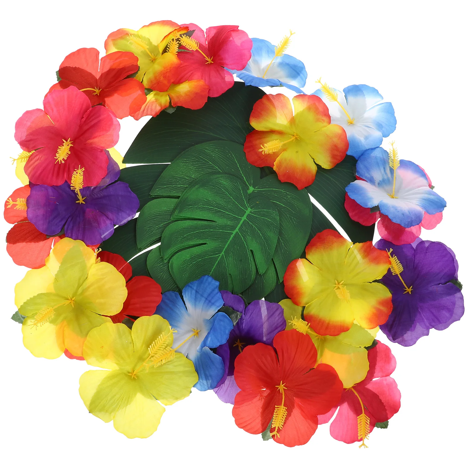 

1Set Tropical Party Table Decor Set Artificial Monstera Leaves Hawaiian Beach Party Centerpiece Fake Plants Flowers