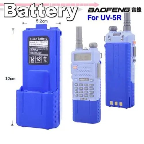 2 pezzi blu nuovo pacco batteria agli ioni di litio 7.4V 3800mAH per Radio Walkie Talkie BaoFeng UV-5R Radio bidirezionale