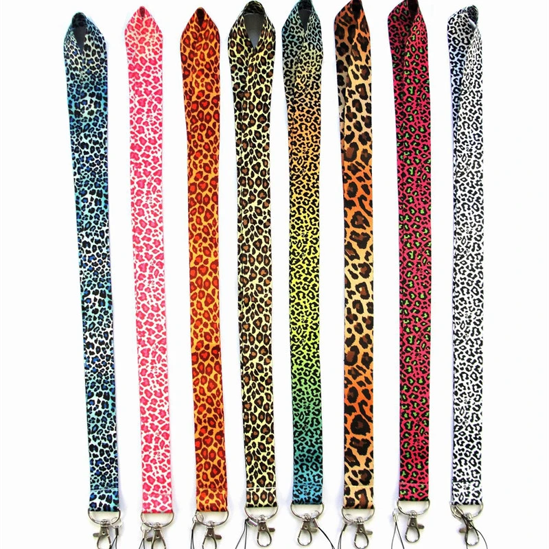 Leopard Printed ID Tag Working Permit Case Employee's Work Card Neck Strap ID Name Badge Holder Pass Access Card Lanyard Strap