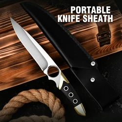Outdoor Straight Knife with Nylon Sheath, Cool All Black, Utility Knives, Suitable for Outdoor Camping, Hiking