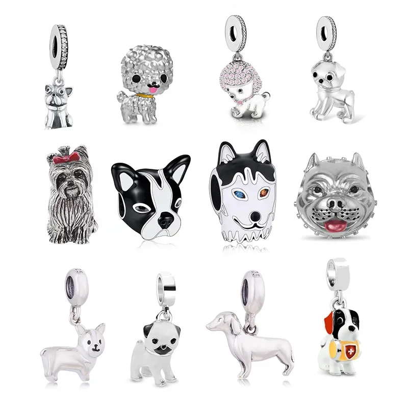 Fit Original Charm Bracelet 925 Silver Saint Bernard Mastiff French Bulldog Yorkie Dog Border Collie Bead For Making Berloque