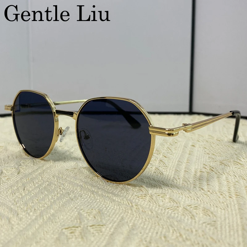 

Vintage Round Punk Sunglasses Men Women 2025 Luxury Brand Fashion Metal Frame Eyewear UV400 Driving Anti-Blue Light Sun Glasses