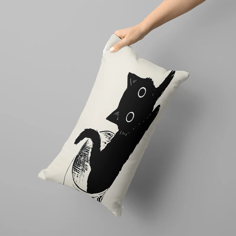 Cute Cat Cushion Cover Long Pillowcase Home Decoration Removable and Washable Multiple Sizes 30x50, 40x60, 50x70