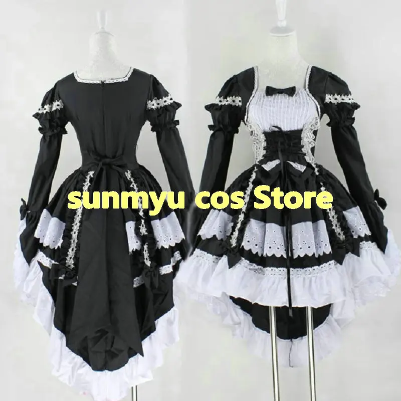 

Lolita Princess dress cute maid dress tailcoat black and white Cosplay costume