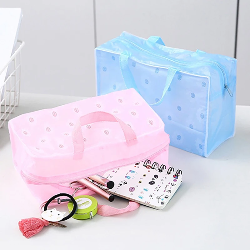 1Pc PVC Transparent Cosmetic Bag Makeup Bag For Women Girl Waterproof Zipper Beauty Case Travel Handbag Toiletry Bags