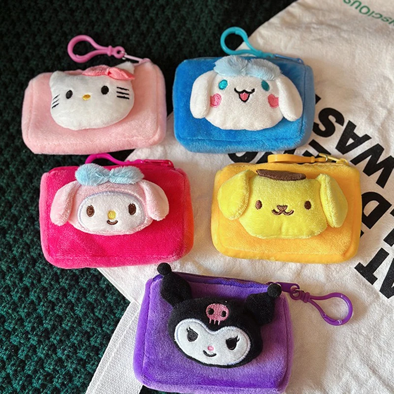 

Sanrio Kulomi Cinnamon Hellokitty Cute Cartoon Coin Purse Plush Doll Hanging Bag Children Like Gifts