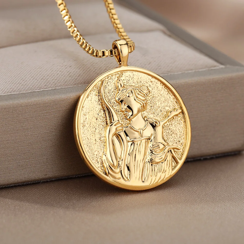 Aphrodite Necklace for Women Gold Color Greek Mythology Goddess Pendant Choker Necklace Goth Jewelry Mothers Day Gift 2024