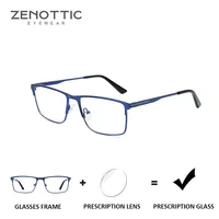 Gafas graduadas progresivas cuadradas de aleación ZENOTTIC para hombres, gafas ópticas antiluz azul/fotocromáticas