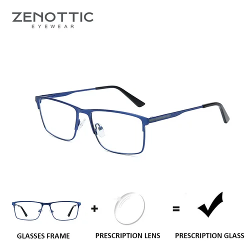 Gafas graduadas progresivas cuadradas de aleación ZENOTTIC para hombres, gafas ópticas antiluz azul/fotocromáticas