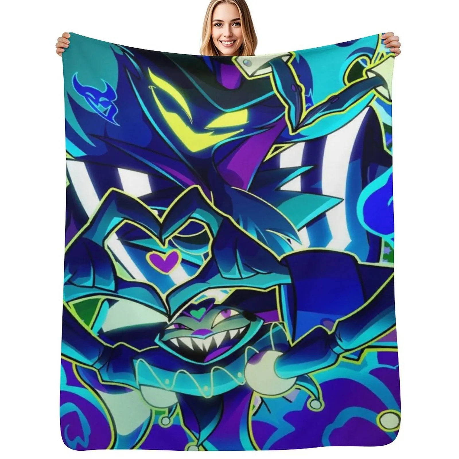 Helluva Boss - Asmodeus Throw Blanket Soft Plush Plaid valentine gift ideas Retros Custom Flannels Summer Blankets