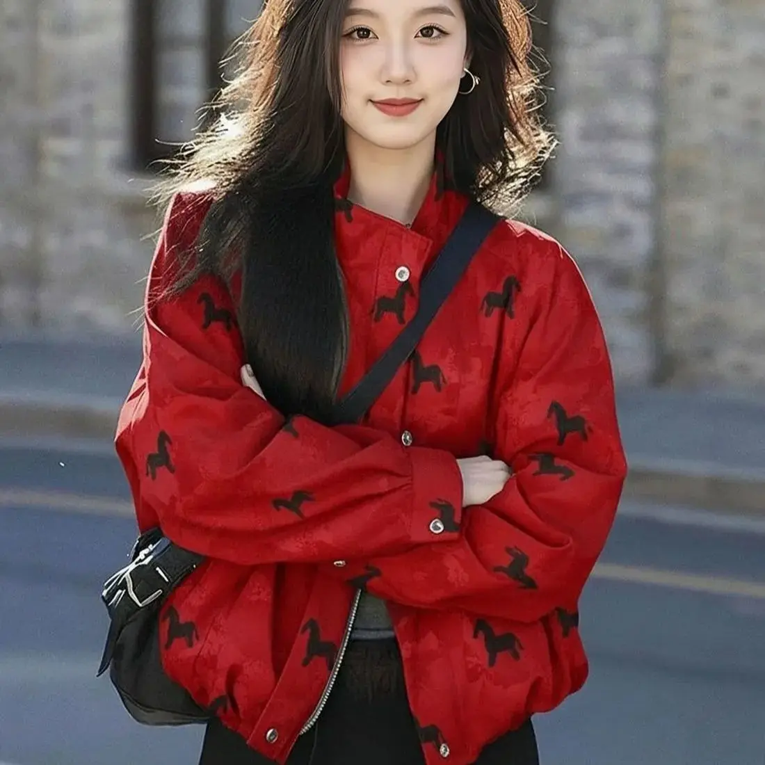 red jacket and coat women's 2026 new models are popular this year, short models are unique and beautiful, and high-end tops.