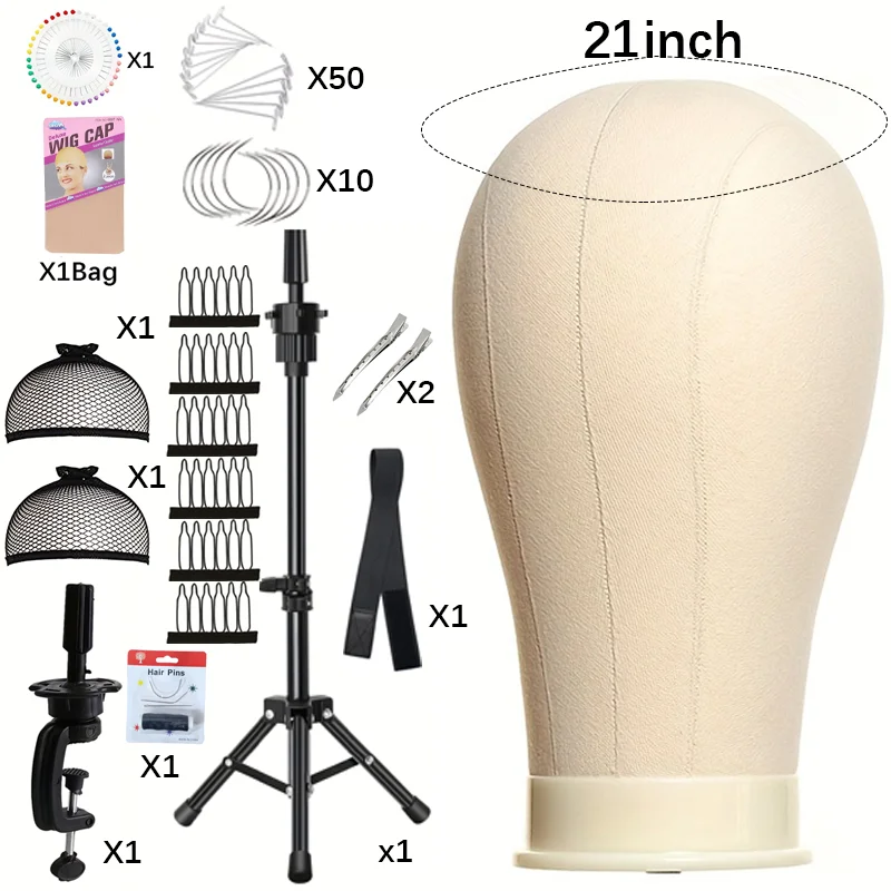 

21-24in Canvas Block Head Kit Training Mannequin wig Head Display Styling Mannequin Manikin Head Wig Stand wig head Stand